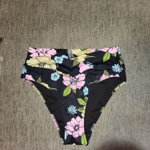 Victoria's Secret Black Floral Bikini Bottom
